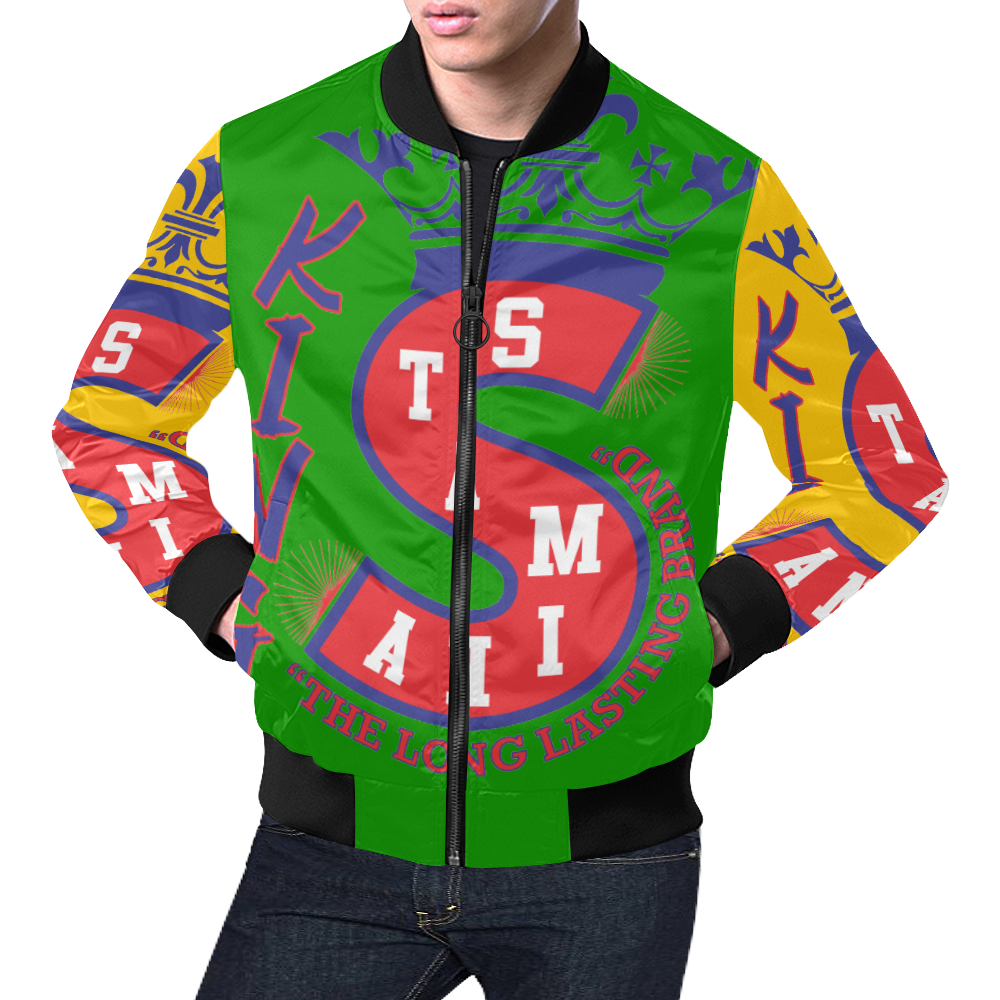 Yellow and Green KS All Over Print Bomber Jacket for Men (Model H19)