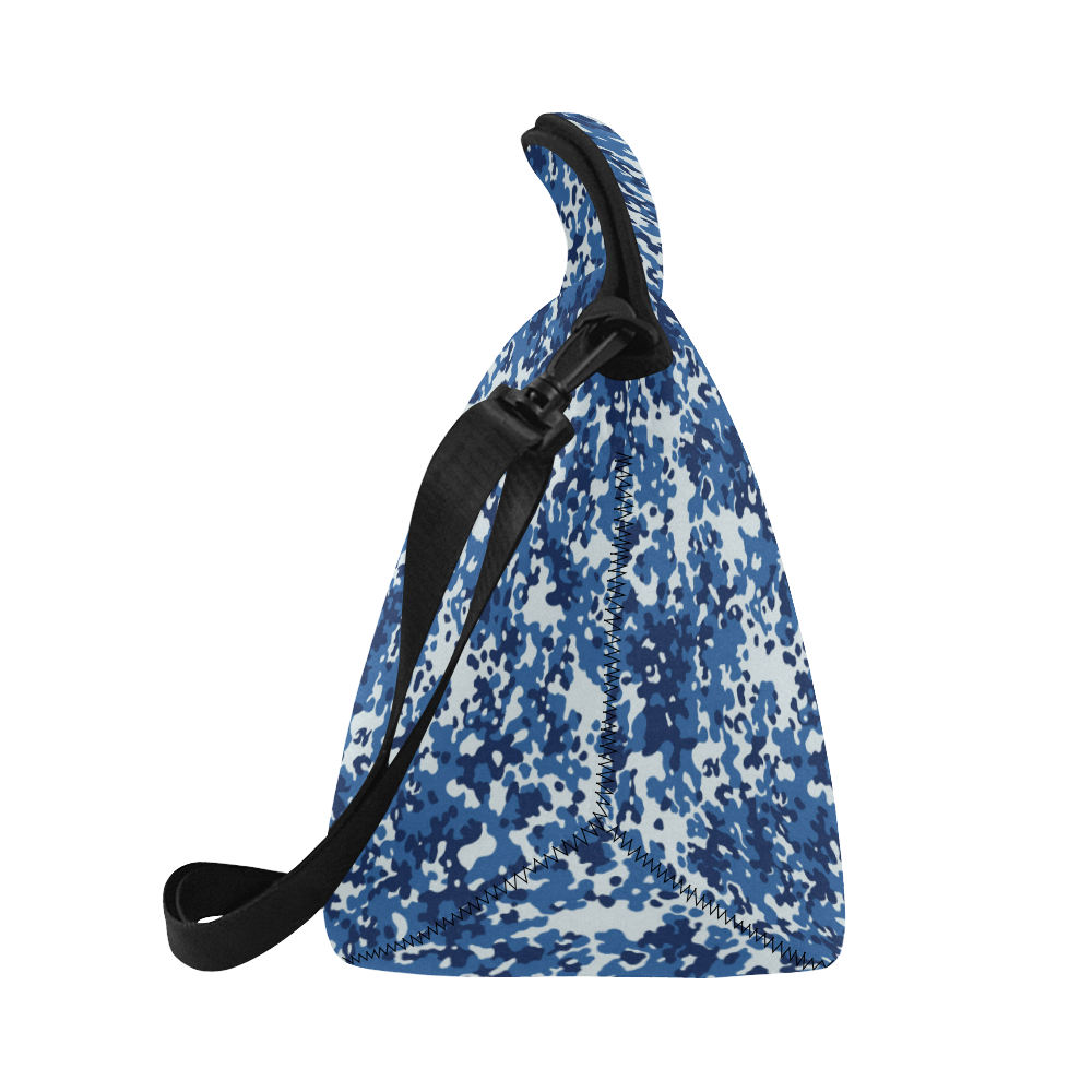 Digital Blue Camouflage Neoprene Lunch Bag/Large (Model 1669)