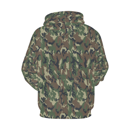 Woodland Forest Green Camouflage All Over Print Hoodie for Women (USA Size) (Model H13)