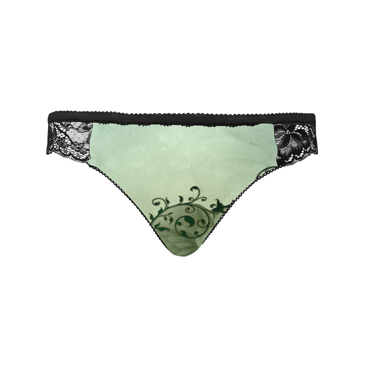 Wonderful flowers, soft green colors Women's Lace Panty (Model L41)