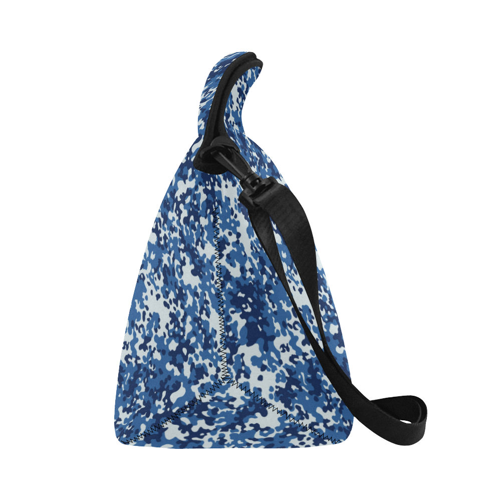 Digital Blue Camouflage Neoprene Lunch Bag/Large (Model 1669)