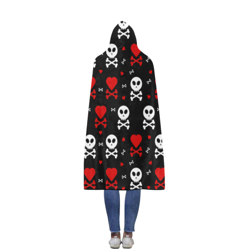 Skull and Crossbones Flannel Hooded Blanket 56''x80''