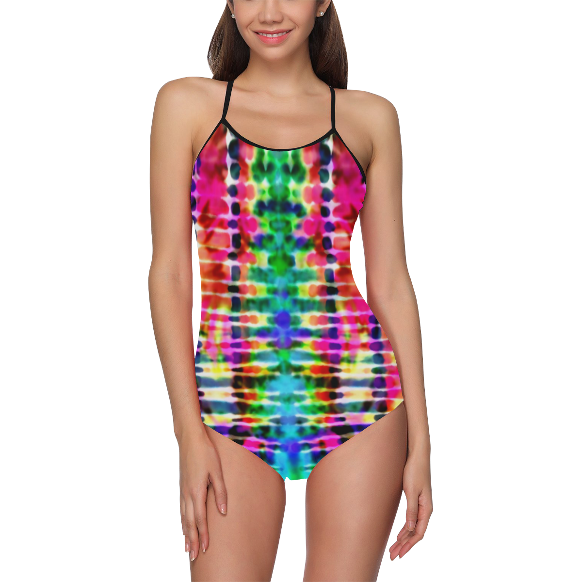Sunshine And Rainbows Tie Dye Strap Swimsuit ( Model S05)