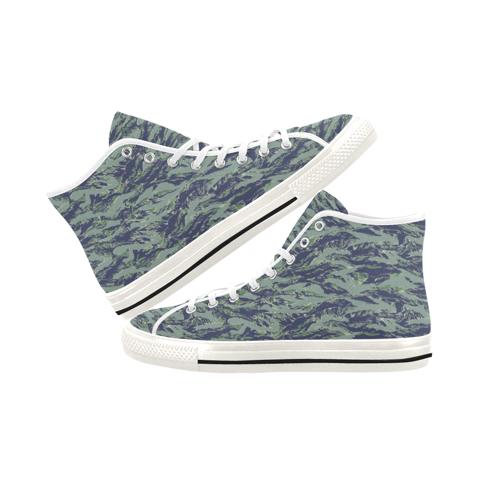 Jungle Tiger Stripe Green Camouflage Vancouver H Women's Canvas Shoes (1013-1)