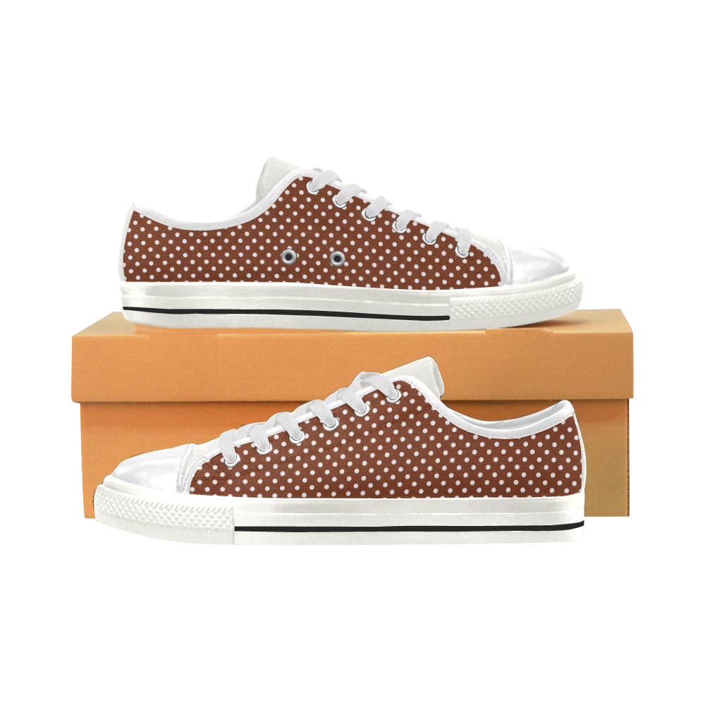 Brown polka dots Canvas Women's Shoes/Large Size (Model 018)
