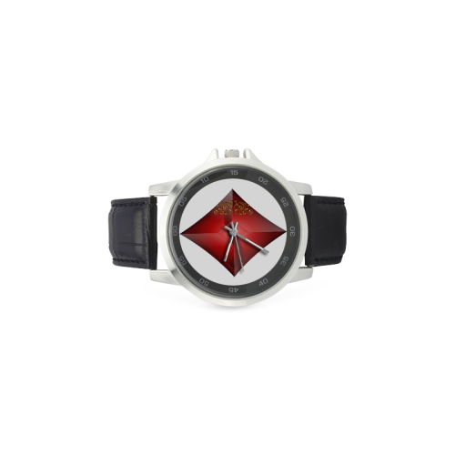 Diamond  Las Vegas Symbol Playing Card Shape Unisex Stainless Steel Leather Strap Watch(Model 202)