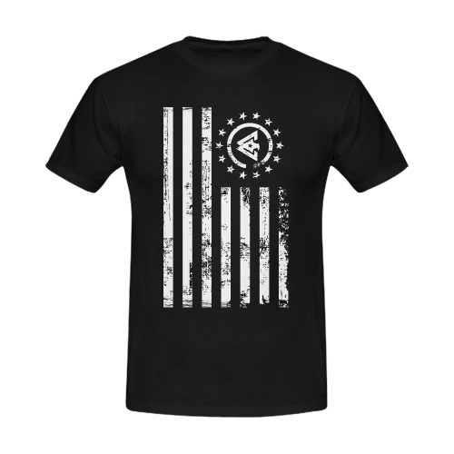 American Flag_Black Tshirt Men's Slim Fit T-shirt (Model T13)