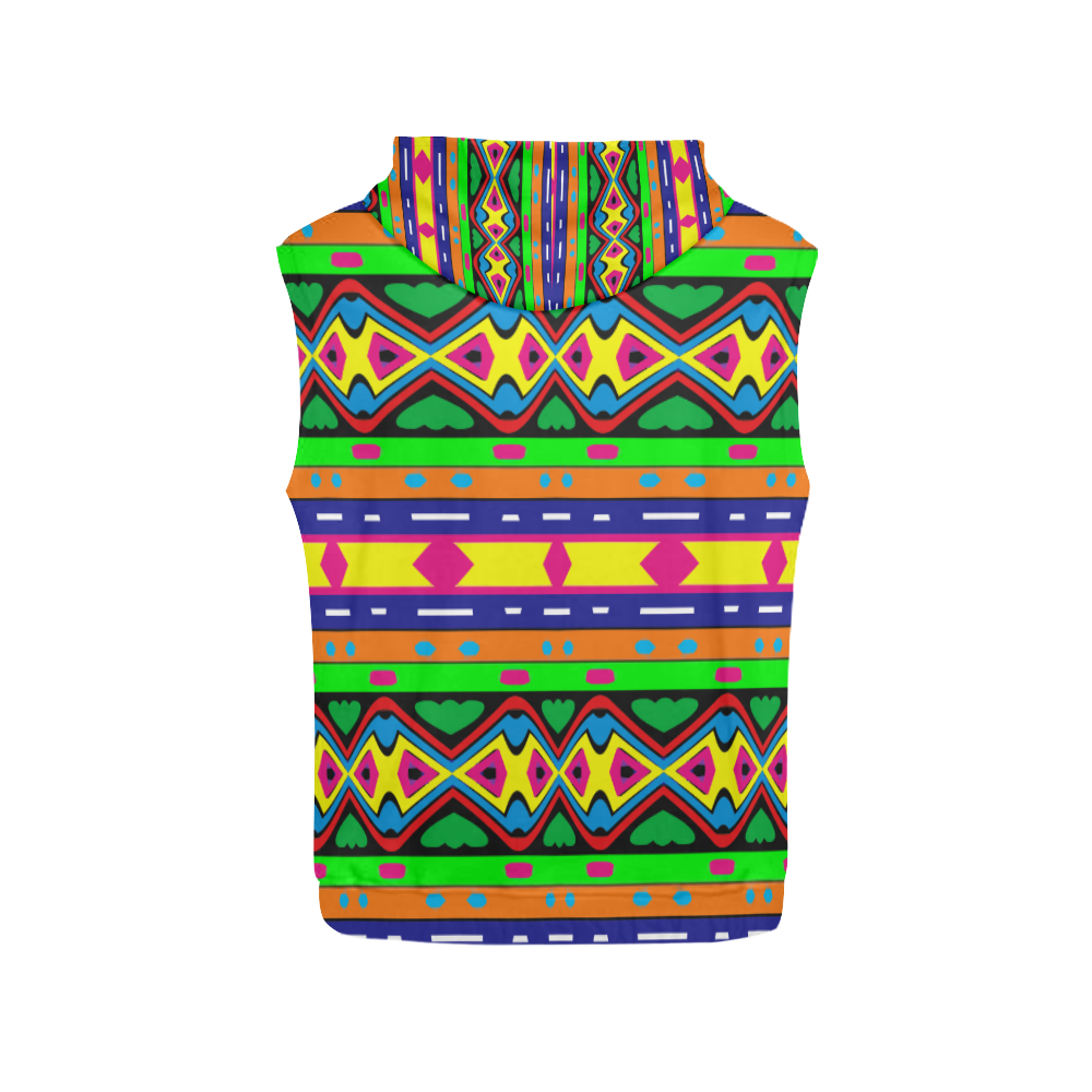 Distorted colorful shapes and stripes All Over Print Sleeveless Hoodie for Men (Model H15)