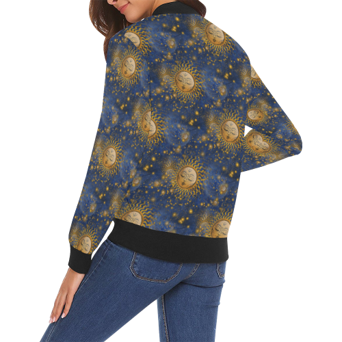 Sleepy Suns All Over Print Bomber Jacket for Women (Model H19)