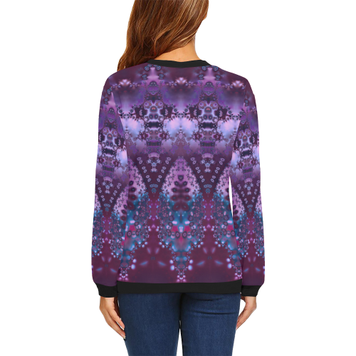 Fractal Lavender All Over Print Crewneck Sweatshirt for Women (Model H18)