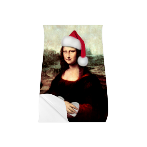 Christmas Mona Lisa with Santa Hat Poster 11"x17"