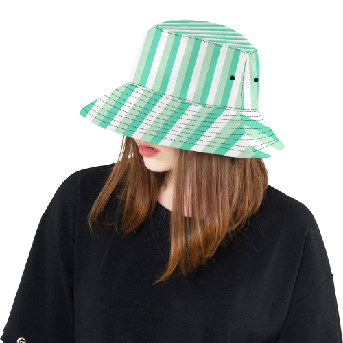 Mint Stripes All Over Print Bucket Hat