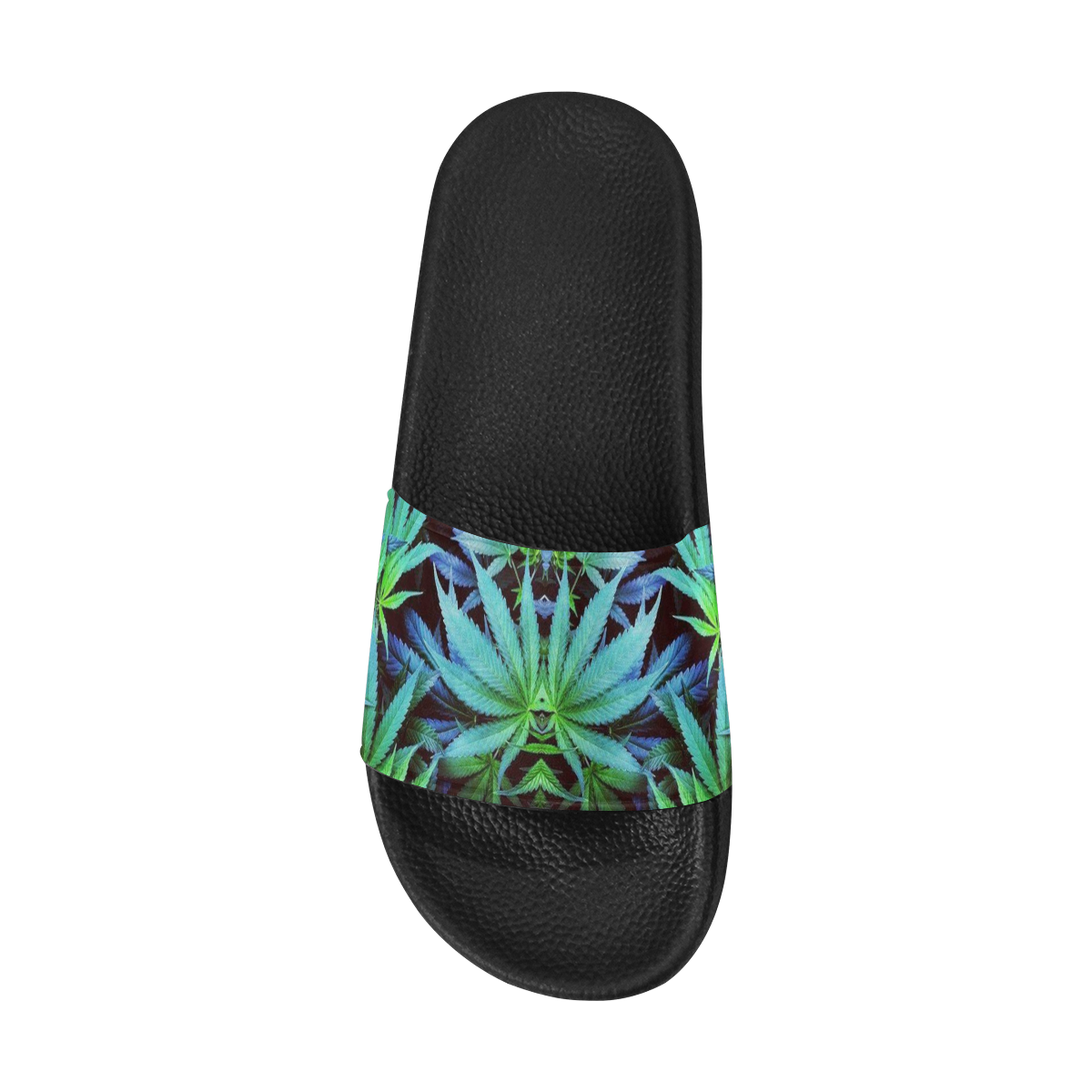Weed Leaf pattern Men's Slide Sandals/Large Size (Model 057)
