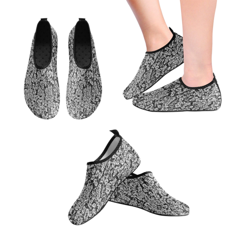 Black And White Abstract Women's Slip-On Water Shoes (Model 056)