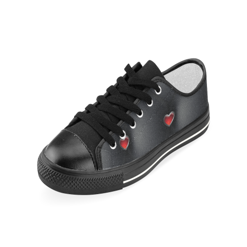 zapato de mujer negro con corazones Women's Classic Canvas Shoes (Model 018)