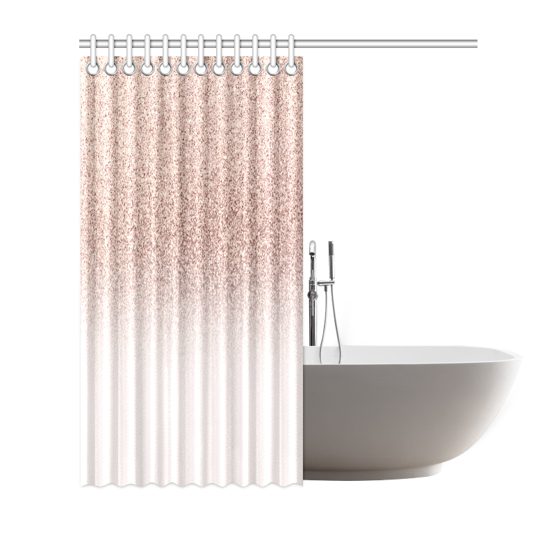 Rose Gold Glitter Ombre Pink White Shower Curtain 66"x72"