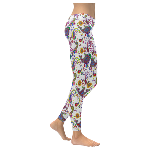 Bright paisley Women's Low Rise Leggings (Invisible Stitch) (Model L05)