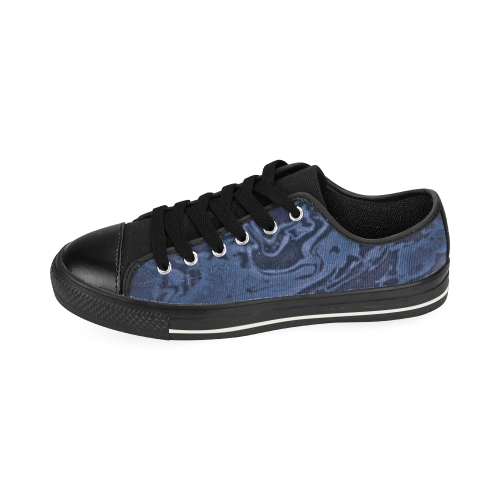 Blue Gentlemen - blue grey swirls diy personalize Low Top Canvas Shoes for Kid (Model 018)