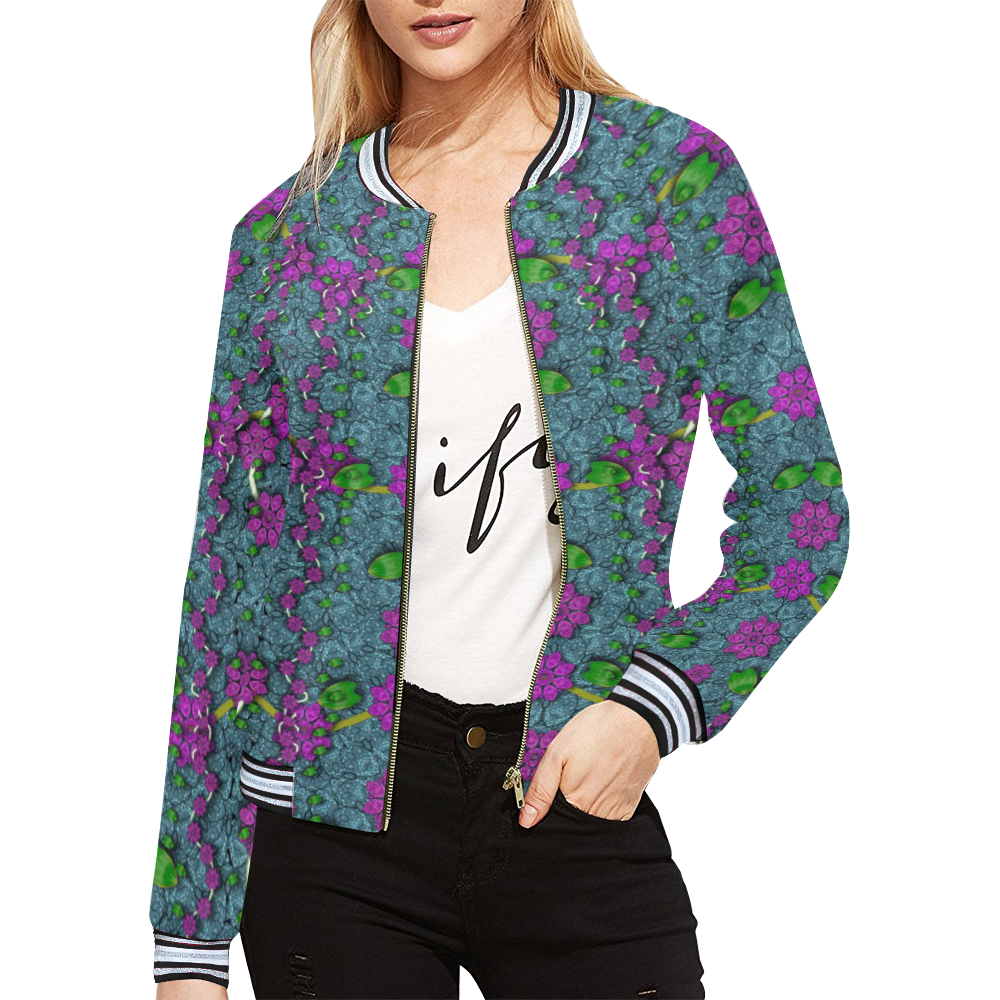 the most beautiful flower forest on earth All Over Print Bomber Jacket for Women (Model H21)