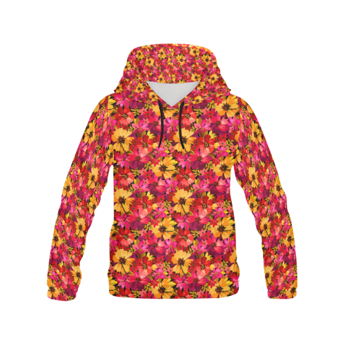 Flower Pattern All Over Print Hoodie for Women (USA Size) (Model H13)