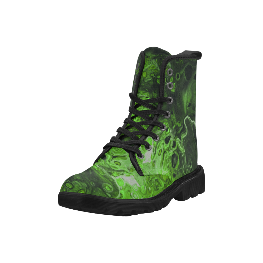 Fantasy Swirl Lime Green. Martin Boots for Women (Black) (Model 1203H)