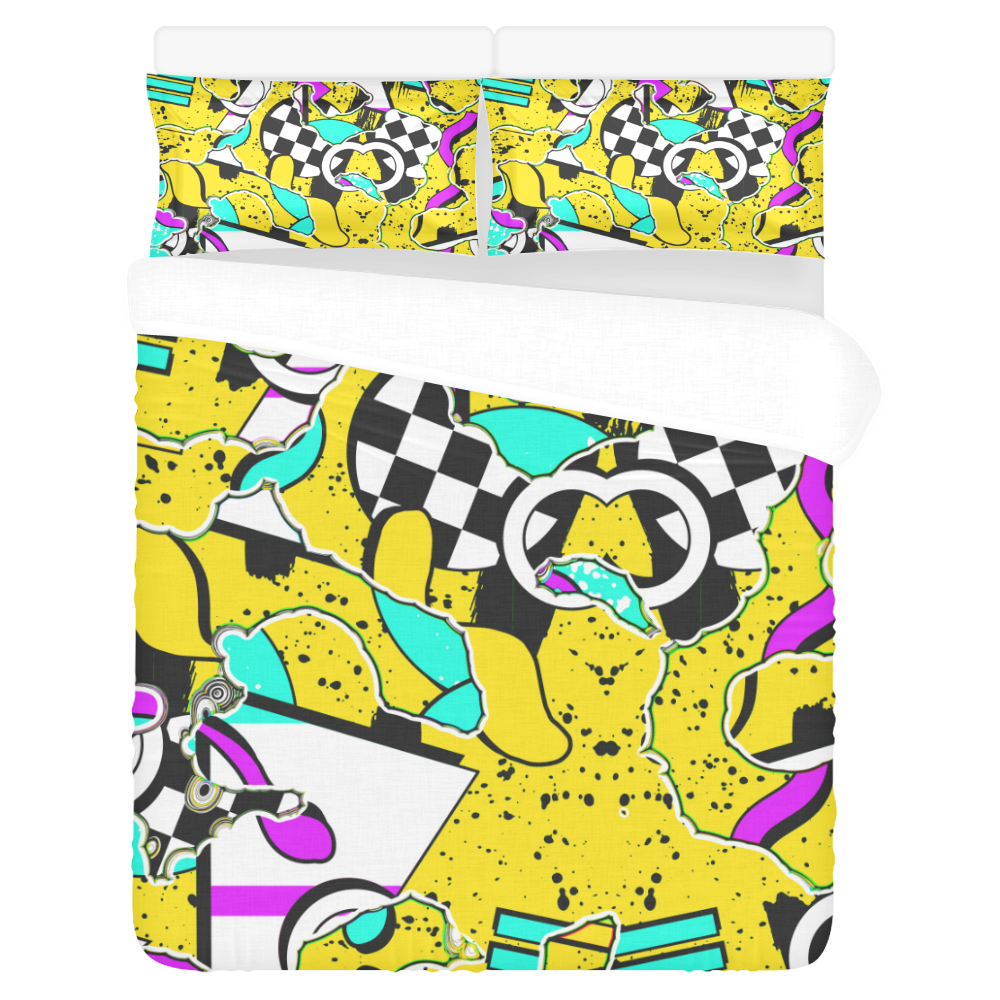 Shapes on a yellow background 3-Piece Bedding Set