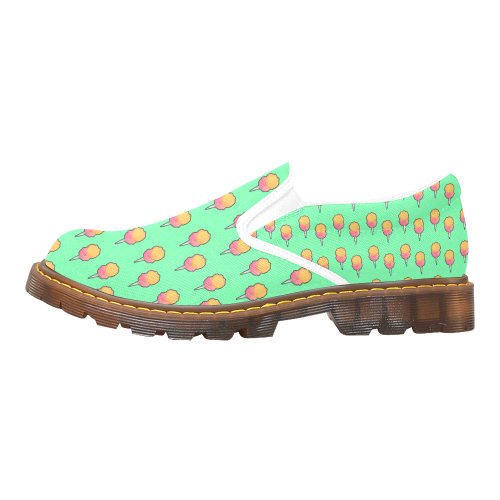cotton candy pattern green Martin Women's Slip-On Loafer/Large Size (Model 12031)