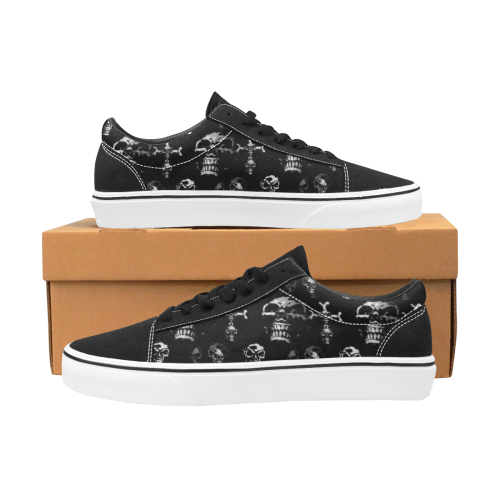 skate skull003 Men's Low Top Skateboarding Shoes (Model E001-2)