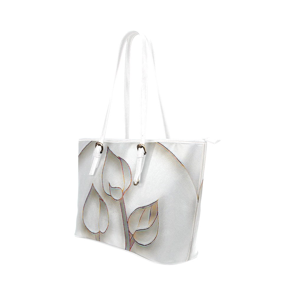 Silver Lotus Leather Tote Bag/Small (Model 1651)