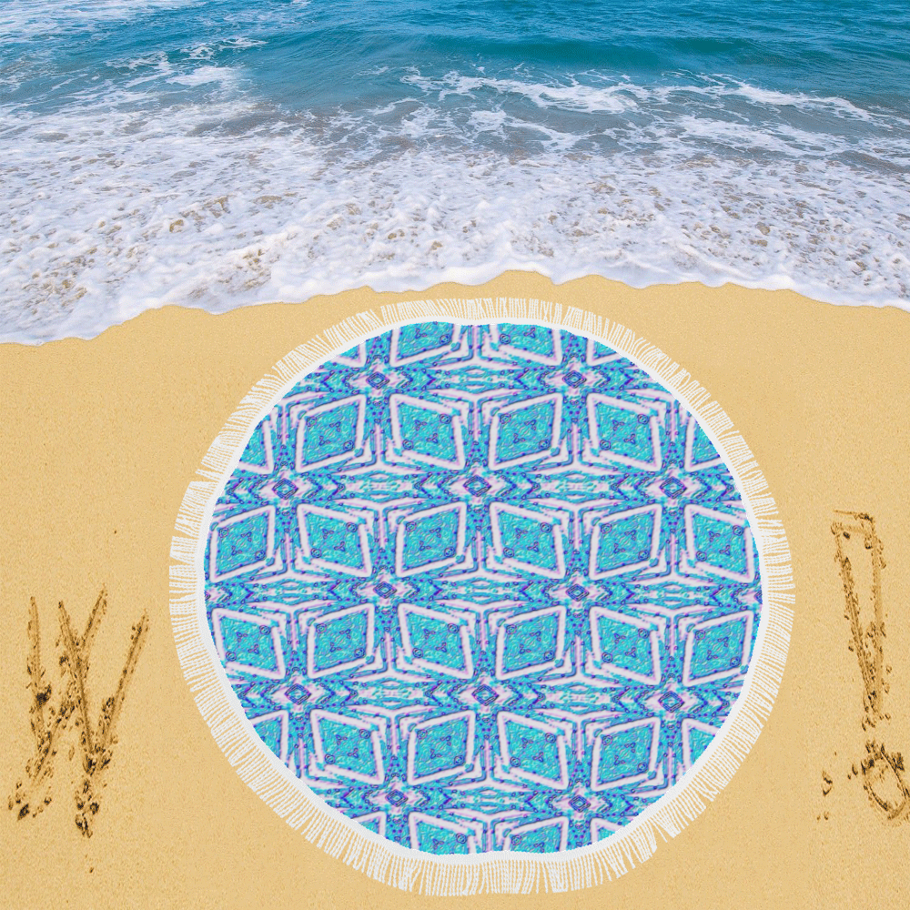 geometric doodle 1 Circular Beach Shawl 59"x 59"