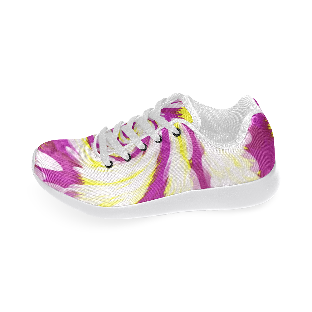 Pink Yellow Tie Dye Swirl Abstract Men's Running Shoes/Large Size (Model 020)