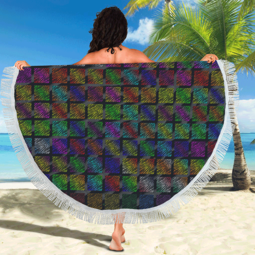Ripped SpaceTime Stripes Collection Circular Beach Shawl 59"x 59"
