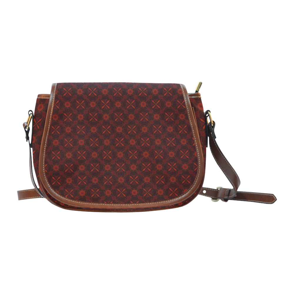 Brown Geometric Pattern Saddle Bag/Small (Model 1649) Full Customization