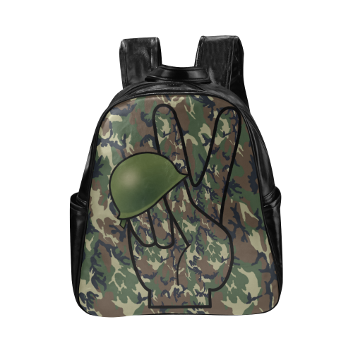 Woodland Forest Green Camouflage Multi-Pockets Backpack (Model 1636)