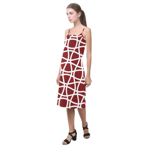 Crimson and white pattern Alcestis Slip Dress (Model D05)