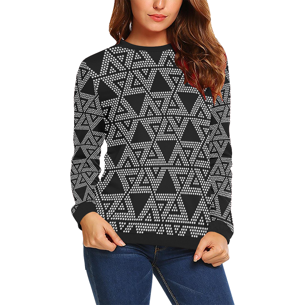 Polka Dots Party All Over Print Crewneck Sweatshirt for Women (Model H18)