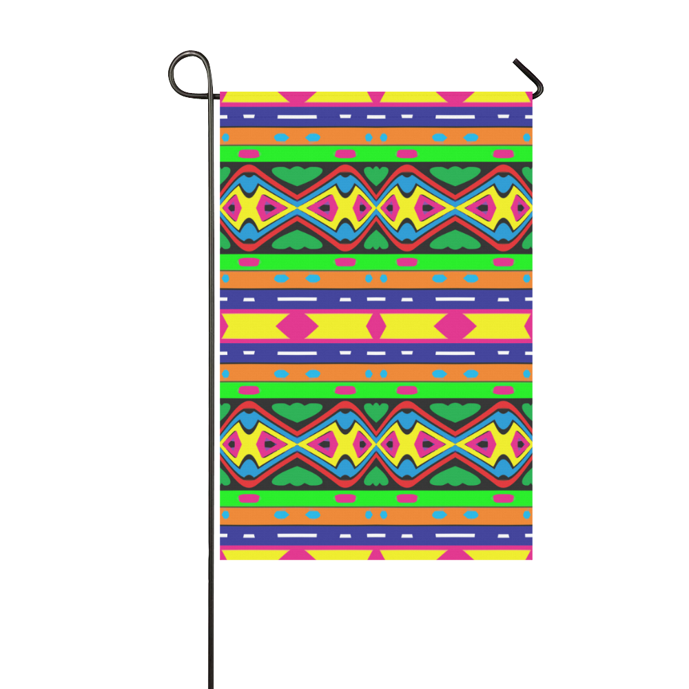 Distorted colorful shapes and stripes Garden Flag 12‘’x18‘’（Without Flagpole）