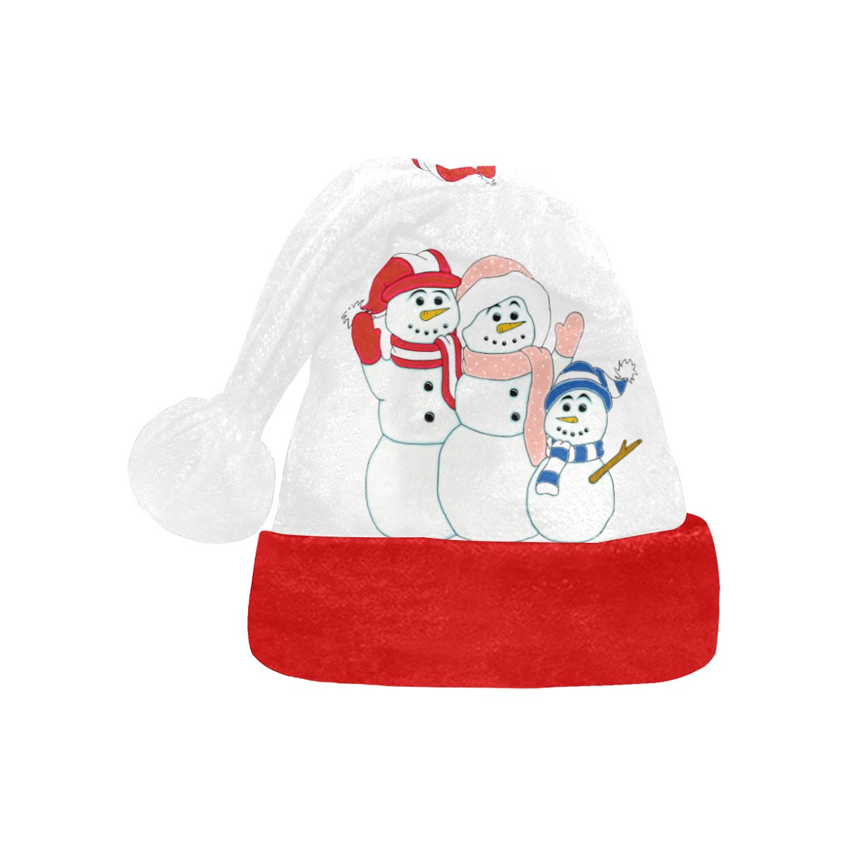 Snowman Family White/Red Santa Hat