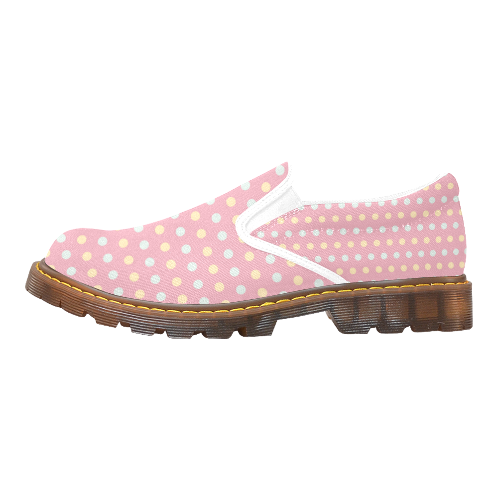Colorful Dots On Pink Martin Women's Slip-On Loafer/Large Size (Model 12031)