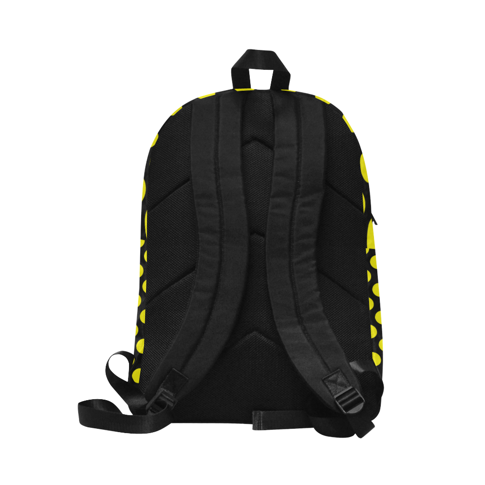 Yellow Polka Dots on Black Unisex Classic Backpack (Model 1673)