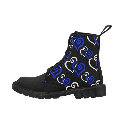 Blue Hearts Entwined Cheeky Witch Martin Boots for Women (Black) (Model 1203H)