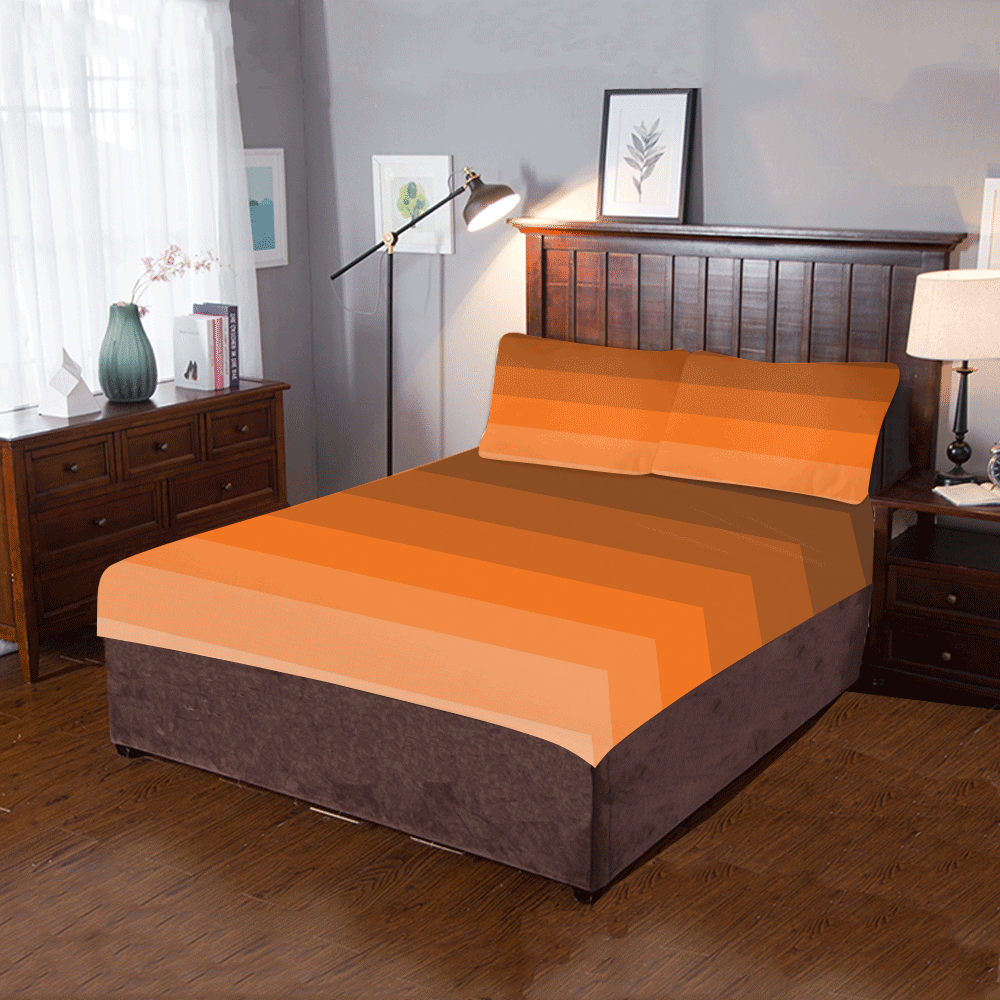 Orange stripes 3-Piece Bedding Set