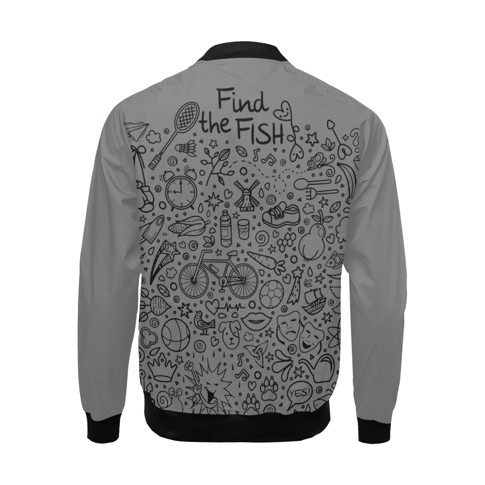 Picture Search Riddle - Find The Fish 1 All Over Print Bomber Jacket for Men (Model H19)