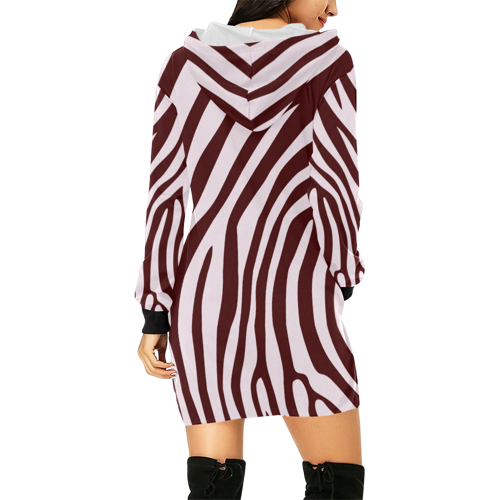 Zebra Print All Over Print Hoodie Mini Dress (Model H27)