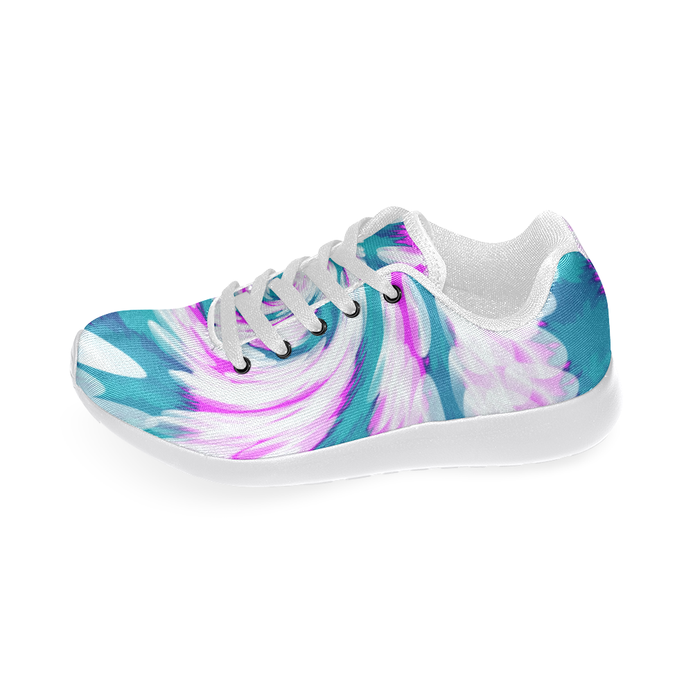 Turquoise Pink Tie Dye Swirl Abstract Women’s Running Shoes (Model 020)