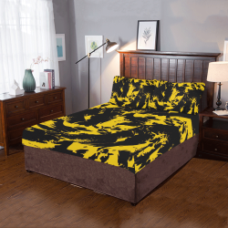 Black and Yellow Paint Splatter 3-Piece Bedding Set