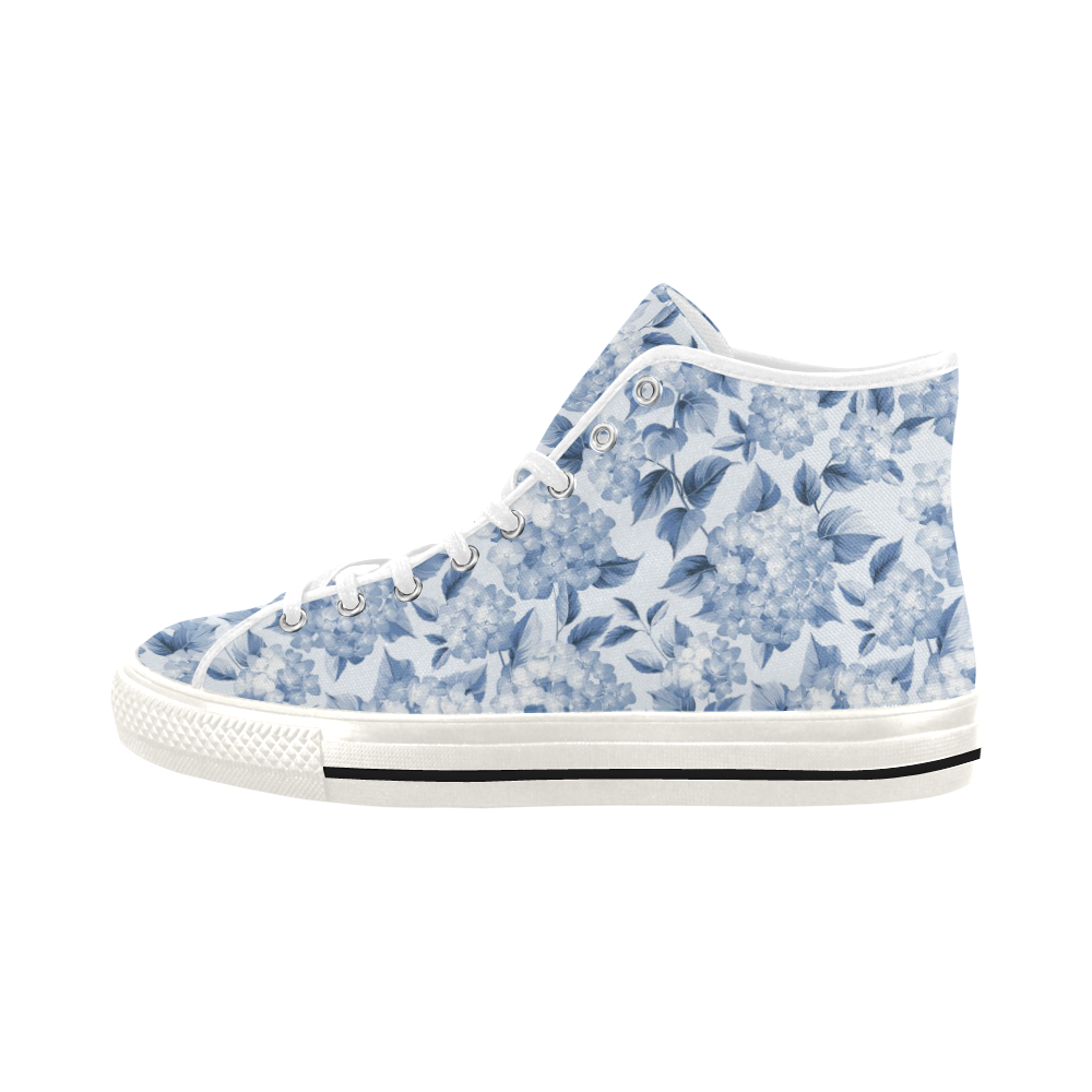 Blue and White Floral Pattern Vancouver H Men's Canvas Shoes (1013-1)