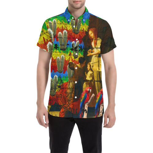 AND THIS, IS THE RAINBOW BRUSH CACTUS. II Men's All Over Print Short Sleeve Shirt (Model T53)
