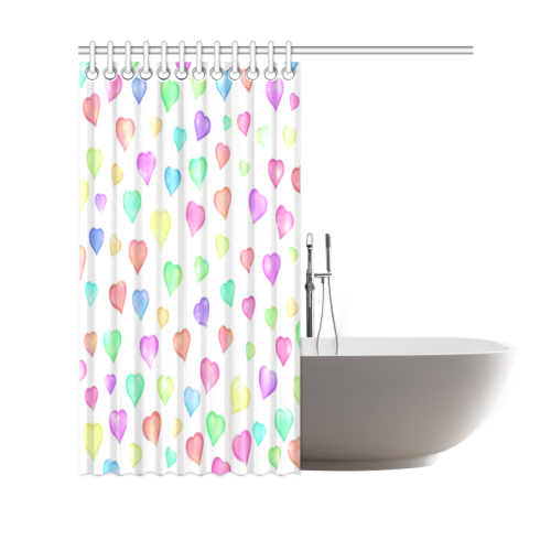 Pastel Hearts Shower Curtain 69"x70"