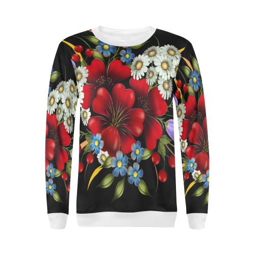 Bouquet Of Flowers All Over Print Crewneck Sweatshirt for Women (Model H18)